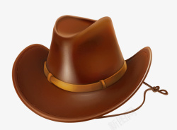 牛仔图案褐色卡通皮质牛仔帽高清图片