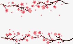 浪漫粉红樱花边框素材