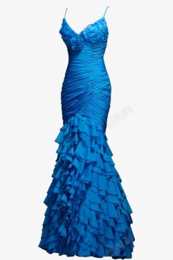 蓝色优雅长裙素材