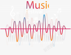 国际音乐节微信国际音乐节彩色波纹矢量图高清图片