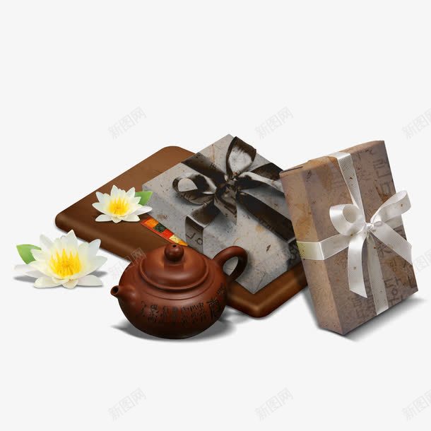 中国风礼仪文化png免抠素材_88icon https://88icon.com 中国风素材 传统文化背景素材 礼仪文化图片素材 礼盒 礼貌 紫砂壶 茶壶 茶礼文化素材