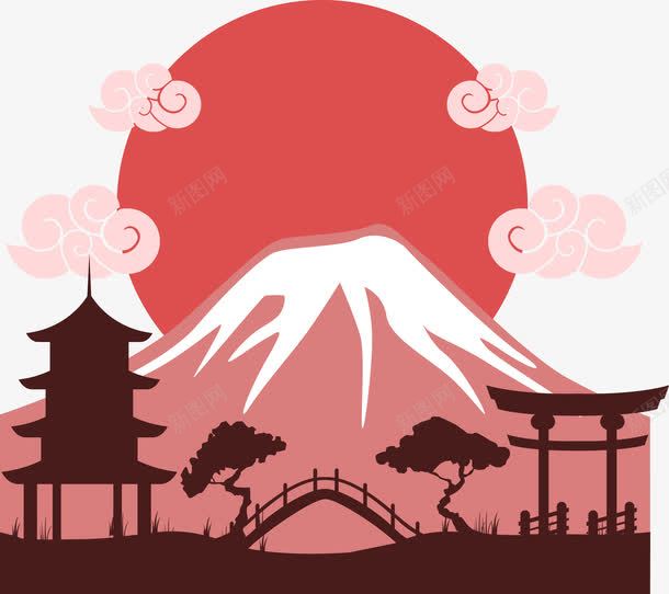 手绘富士山下png免抠素材_88icon https://88icon.com 富士山 手绘 日本元素 日本文化 简笔画山 美丽的富士山