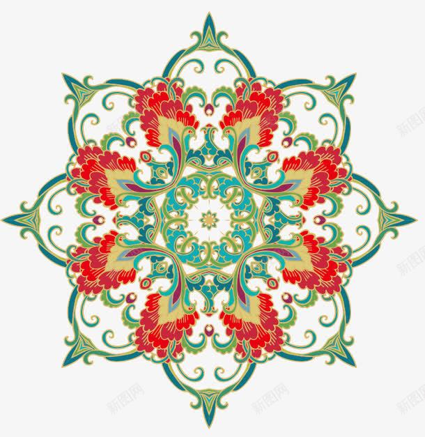 绿色民族风花纹png免抠素材_88icon https://88icon.com 古典 名族风 红花 绿叶 花纹 高级卡片