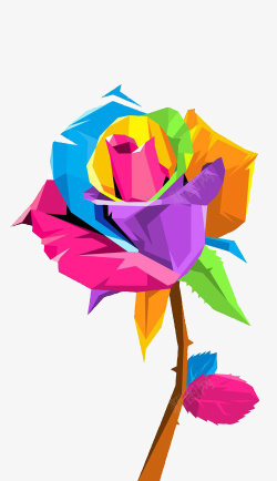 彩色几何拼接玫瑰素材