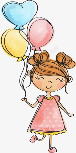 牵着气球儿童节牵着气球的女孩高清图片