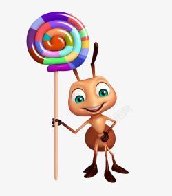 背部嵴椎拿棒棒糖的蚂蚁高清图片