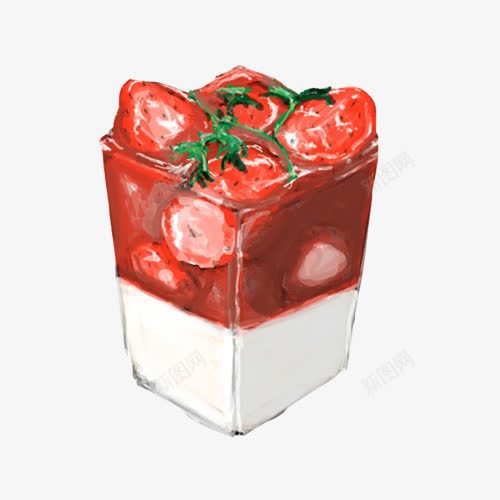 草莓酸奶手绘画片psd免抠素材_88icon https://88icon.com 奶制品 手绘美食 草莓 酸奶
