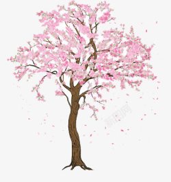一颗卡通樱花树素材