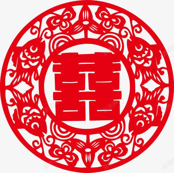 红双喜贴纸png免抠素材_88icon https://88icon.com 中国元素框 中国风矢量图 中式风格 古典花纹 喜字 相框 相框图 红双喜 红色 线框 边框 边框矢量图