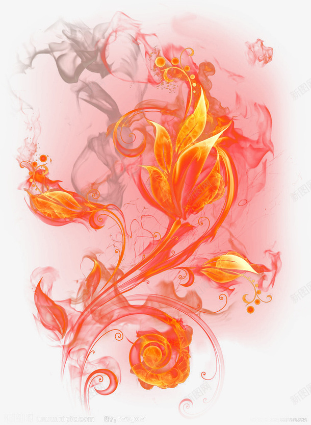 带烟的火焰花二png免抠素材_88icon https://88icon.com 火 火焰 火花 红火