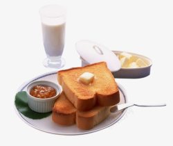 各国美食美味的芝士方包土司和牛奶早餐高清图片