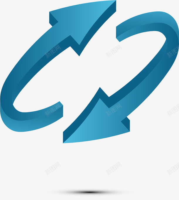 手绘循环箭头矢量图ai免抠素材_88icon https://88icon.com 对向箭头 循环箭头 手绘 立体 蓝色箭头 装饰 矢量图