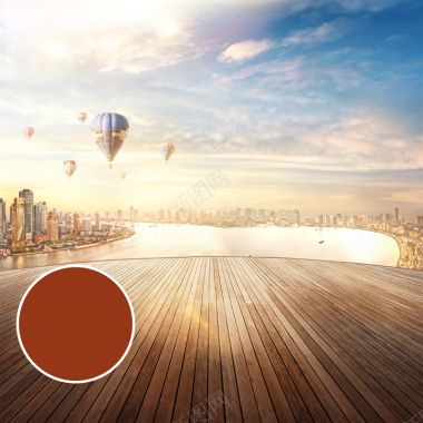 城市背景热气球商务PSD分层主图背景背景