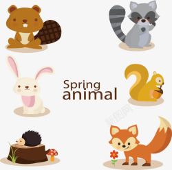 折纸狐狸和兔子卡通春季小动物矢量图高清图片