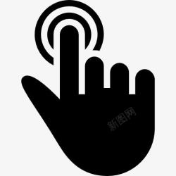 黑色手指一个手指触摸的固体黑色手象征图标高清图片