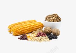 粮油作物排放的玉米核桃图案高清图片