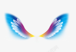 动画翅膀素材卡通手绘一炫彩翅膀高清图片