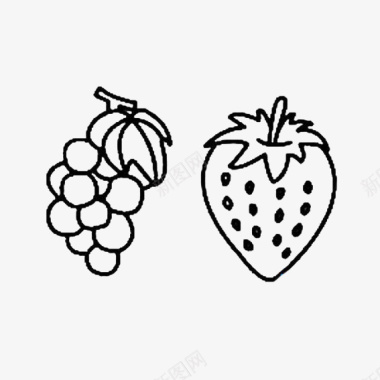 水果草莓可爱葡萄简笔画图标图标