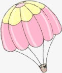 手绘粉色可爱热气球png免抠素材_88icon https://88icon.com 可爱 热气球 粉色