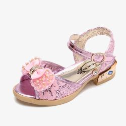 粉紫色女童凉鞋素材