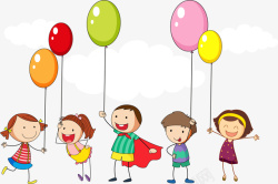 卡通儿童节气球孩子素材