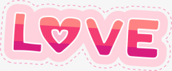 糖果色标签LOVE粉色贴纸高清图片