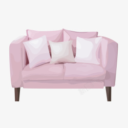 水彩手绘粉红色的沙发矢量图素材