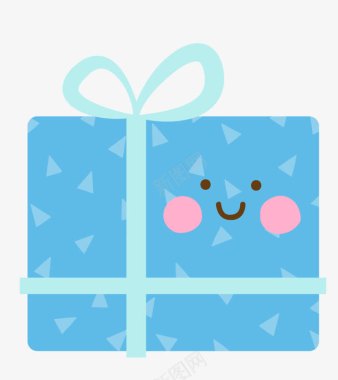 扁平化礼品盒蓝色可爱礼物盒子图标图标