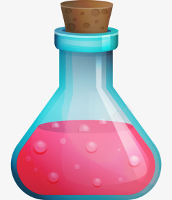 红色化学因子手绘卡通蓝色药瓶高清图片