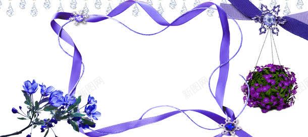 紫色花朵飘带背景背景