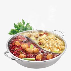 蔬菜鸡肉金针菇红汤火锅香菜高清图片