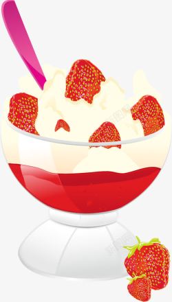 清凉甜品手绘草莓沙冰高清图片