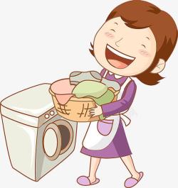 围裙衣服洗衣服的女人高清图片
