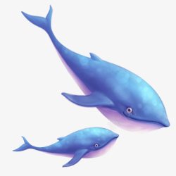 鱼类卡通免抠蓝色鲸鱼高清图片