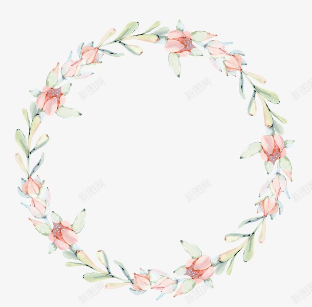 水彩简约花环png免抠素材_88icon https://88icon.com 卡通手绘 圆形 圆环 水彩 简约 粉色 花卉 装饰 鲜花