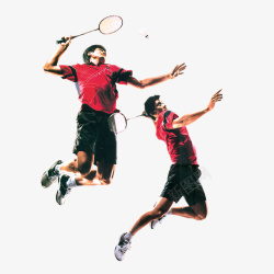 红色衣服qq卡通跳起的羽毛球运动员高清图片