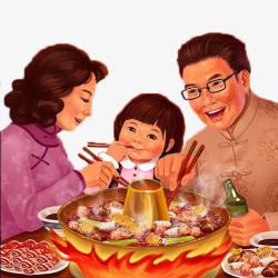 活跃气氛一家人吃火锅高清图片