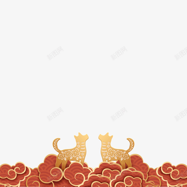 狗年元宵节传统节日海报边框psd免抠素材_88icon https://88icon.com 传统节日 元宵节 剪纸风格 喜庆 海报设计 海报边框 狗年 祥云 红色