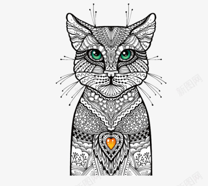 猫咪印花纹理胸前印花图案图标图标