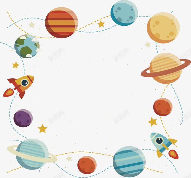 火箭星球装饰框png免抠素材_88icon https://88icon.com 儿童 儿童海报 星环 星球装饰框 星球边框 矢量png 科普知识 银河系