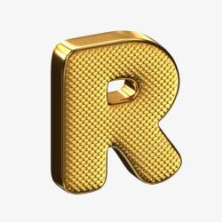 金色立体艺术字母R素材