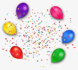 彩色气球和纸屑素材