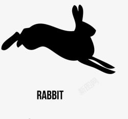 奔跑的兔子剪影图素材