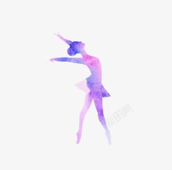 水彩紫色优雅芭蕾舞者素材