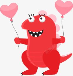 love气球红色可爱爱心小恐龙高清图片