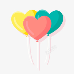 彩色心形婚礼气球素材