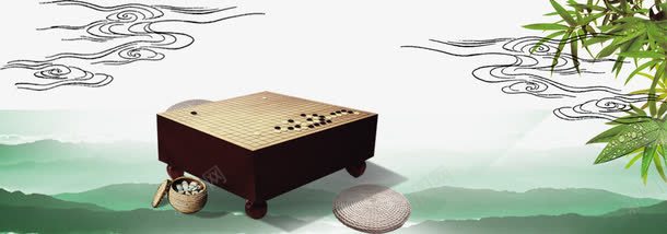 棋艺中国说png免抠素材_88icon https://88icon.com 免费png素材 围棋 山水 竹子 装饰图案