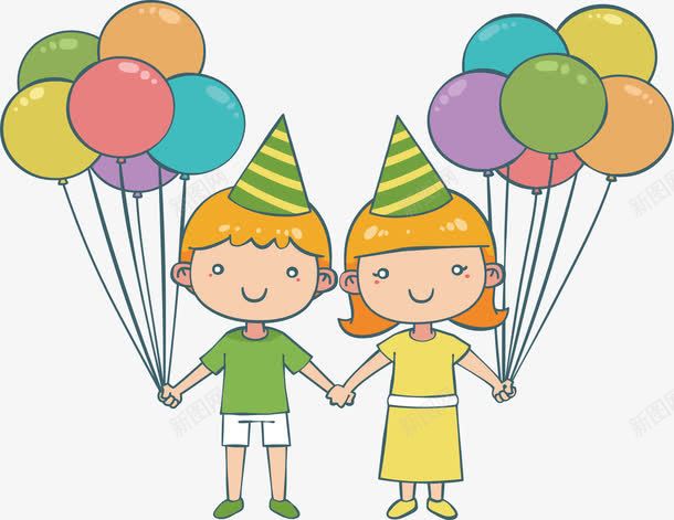 拿着气球的可爱孩子png免抠素材_88icon https://88icon.com 彩色气球 气球 生日派对 矢量素材