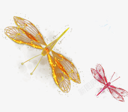 金色蜻蜓唯美粒子昆虫光效元素高清图片