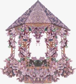 复古手绘花紫色花朵装饰小素材